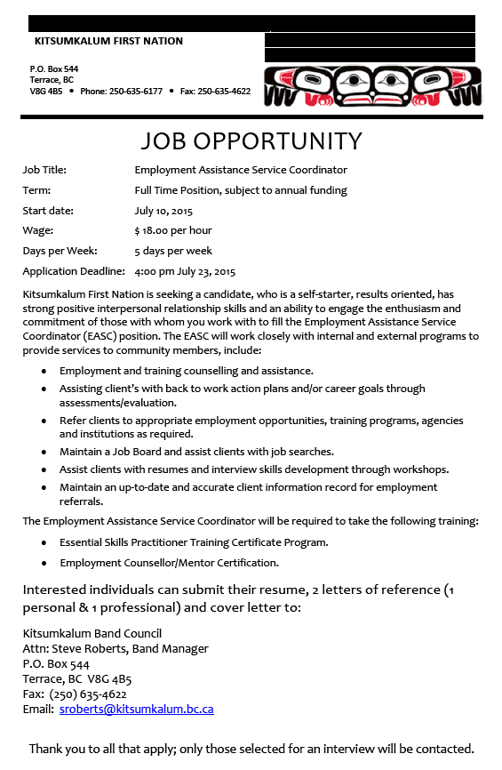 Job Opportunity: Employment Assistance Service Coordinator