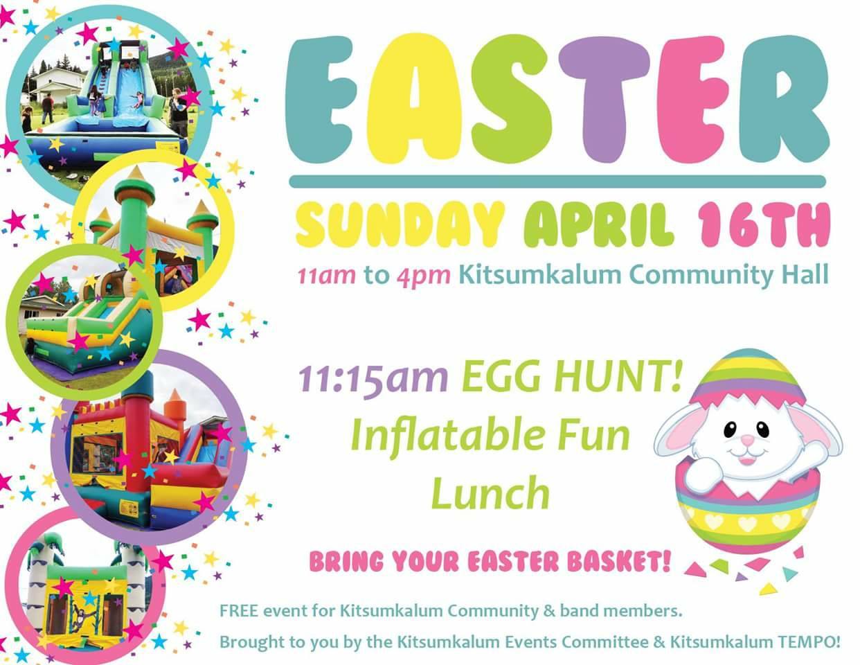 Kitsumkalum Egg Hunt, Lunch & Inflatable Fun!