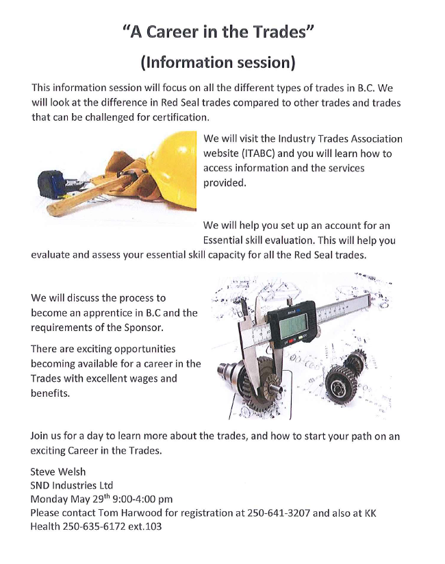 “A Career in Trades” info. Session