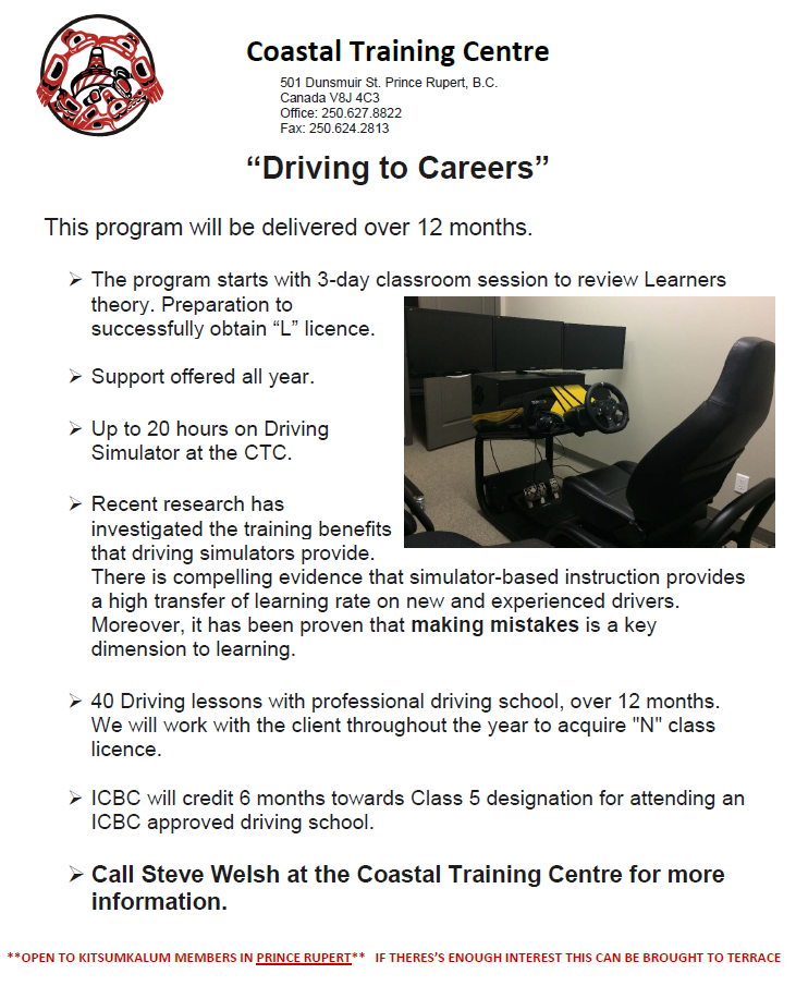 “Driving to Careers” – Drivers license program in Prince Rupert
