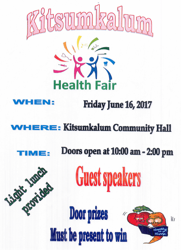 Kitsumkalum Health Fair – June 16, 2017