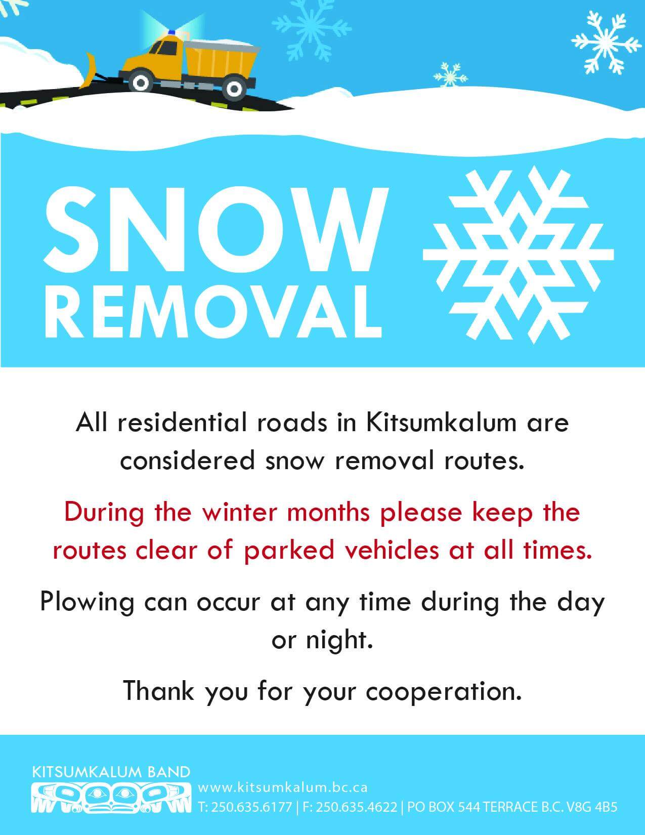 Please do not park on residential roads to allow for snow removal