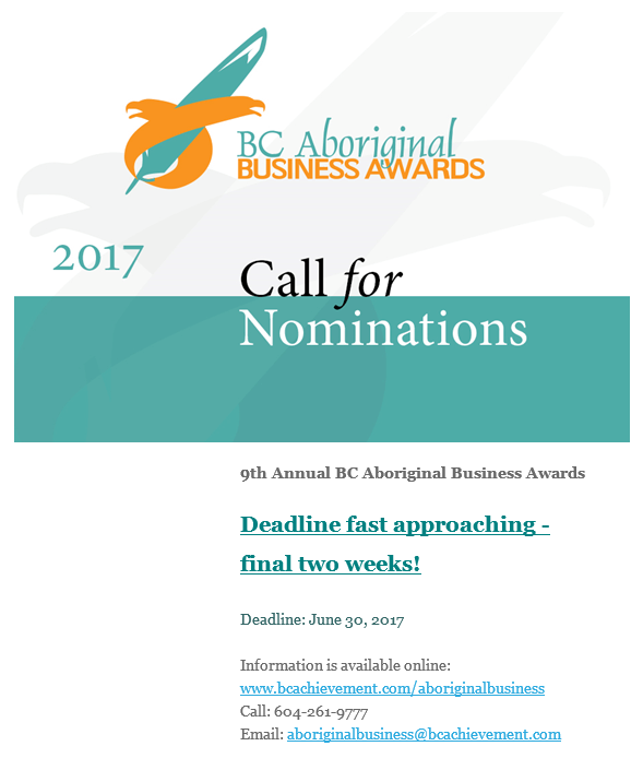 Call for Nominations – BC Aboriginal Business Awards