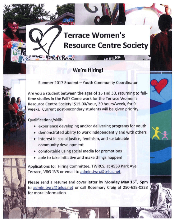 Job Post: Terrace Women’s Resource Centre Society is Hiring!