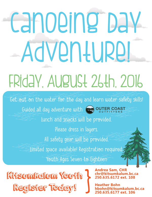 Youth Canoeing Day Adventure! August 26, 2016