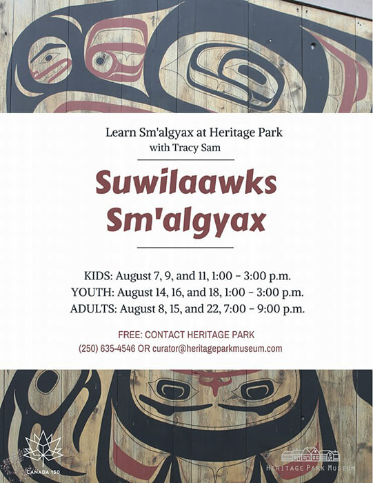 Suwilaawks Sm’algyax – Learn Sm’algyax at Heritage Park