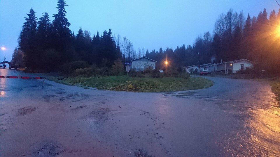 Temporary road closure on the upper levels in Kitsumkalum IR1 on Spokechute street due to high stream overflow