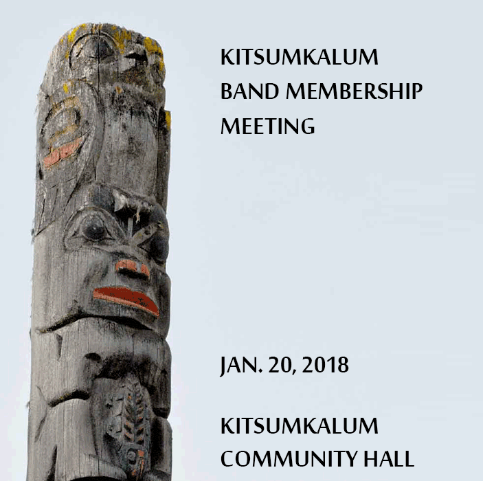 Kitsumkalum Band Membership Meeting Jan. 20, 2018