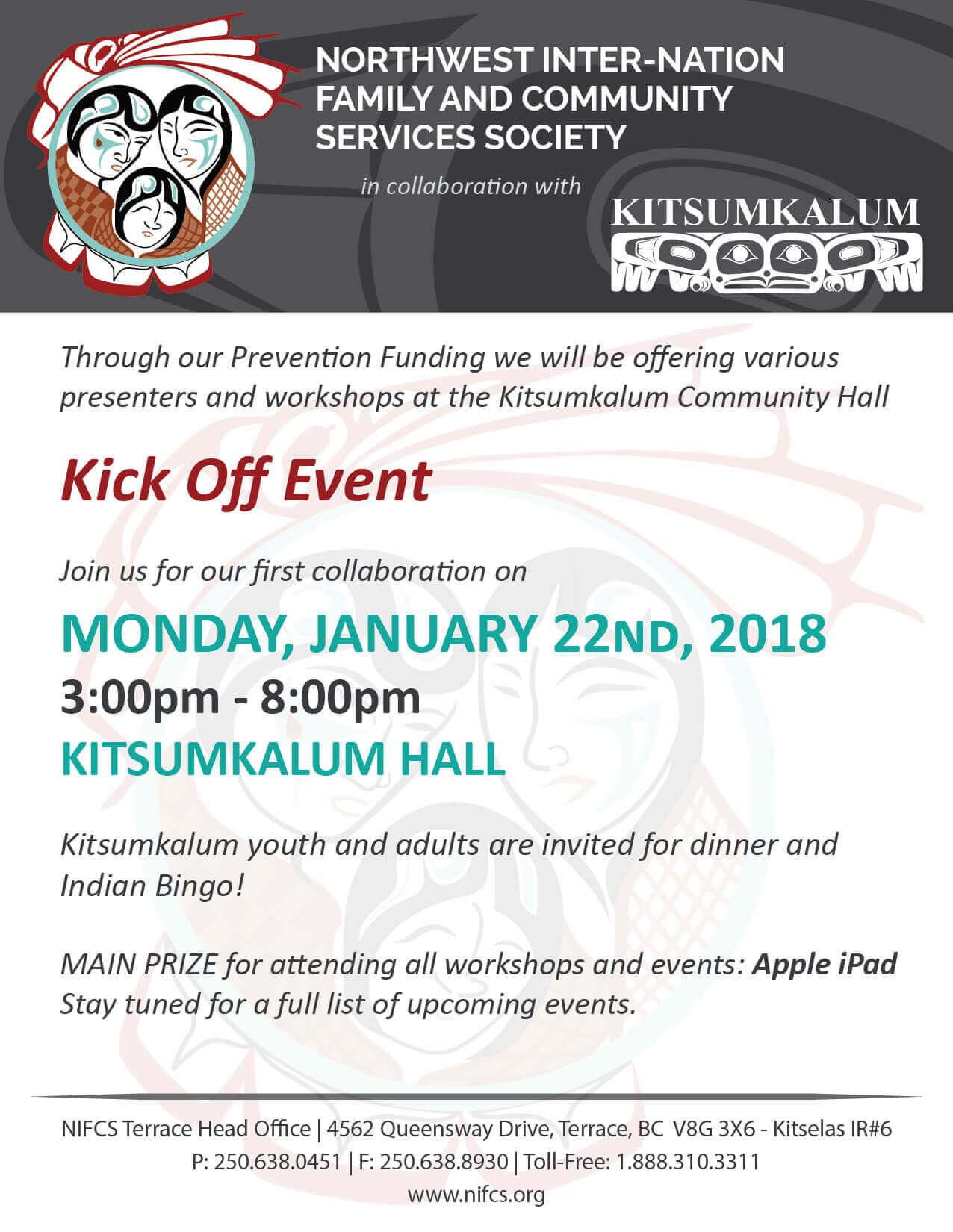 NIFCS and Kitsumkalum Kick Off Event Jan 22nd