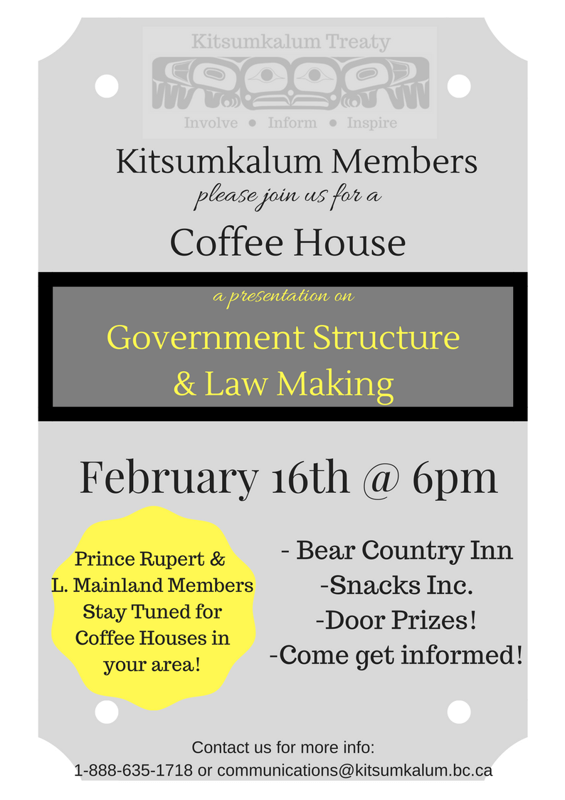 Kitsumkalum Treaty Coffee House Feb 16th