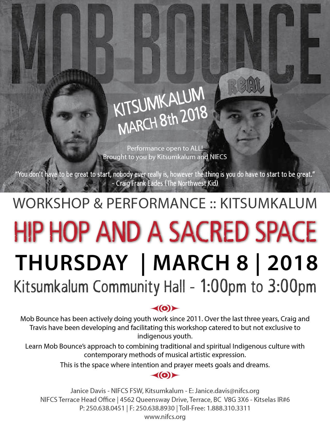 Hip Hop and a Sacred Space with MOB BOUNCE March 8th