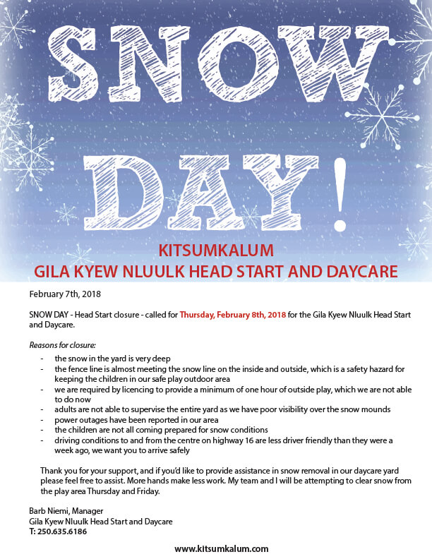 SNOW DAY – Head Start Closure – Feb 8th