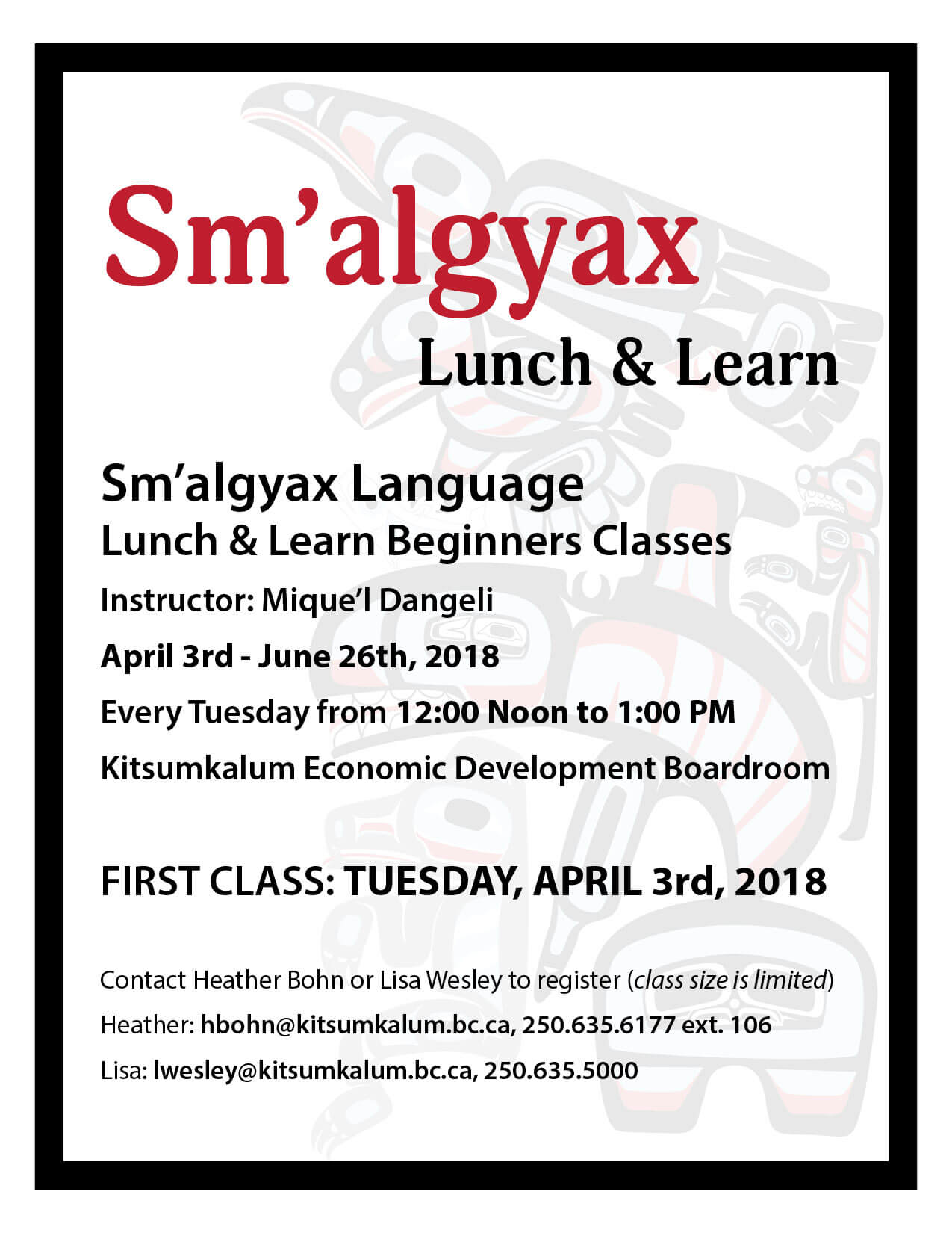 Sm’algyax Lunch and Learn Classes