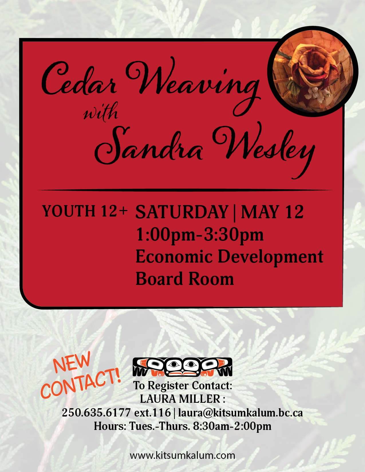 Cedar Weaving for Youth 12+ MAY 12th