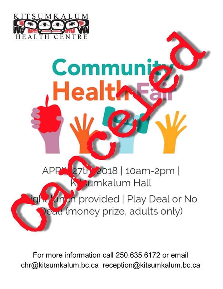 Cancelled – April 27th Kitsumkalum Health Fair