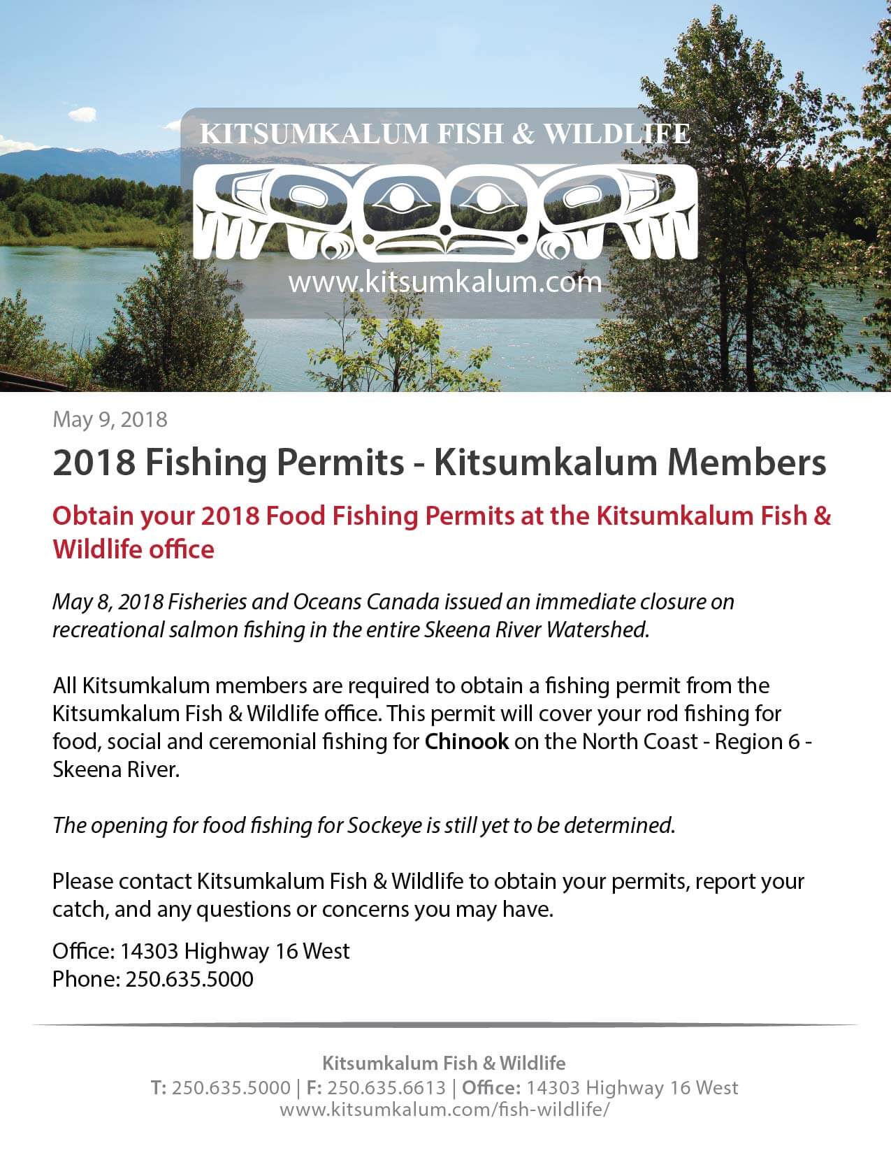 2018 Chinook Fishing Permits – Kitsumkalum Members