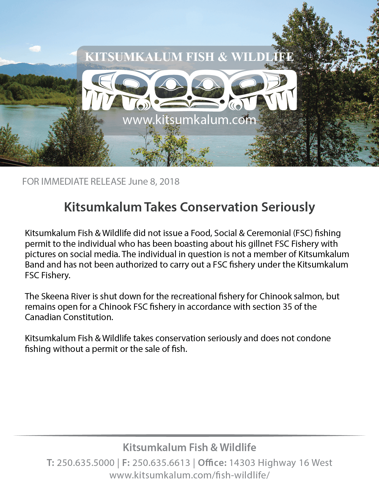 Kitsumkalum Takes Conservation Seriously