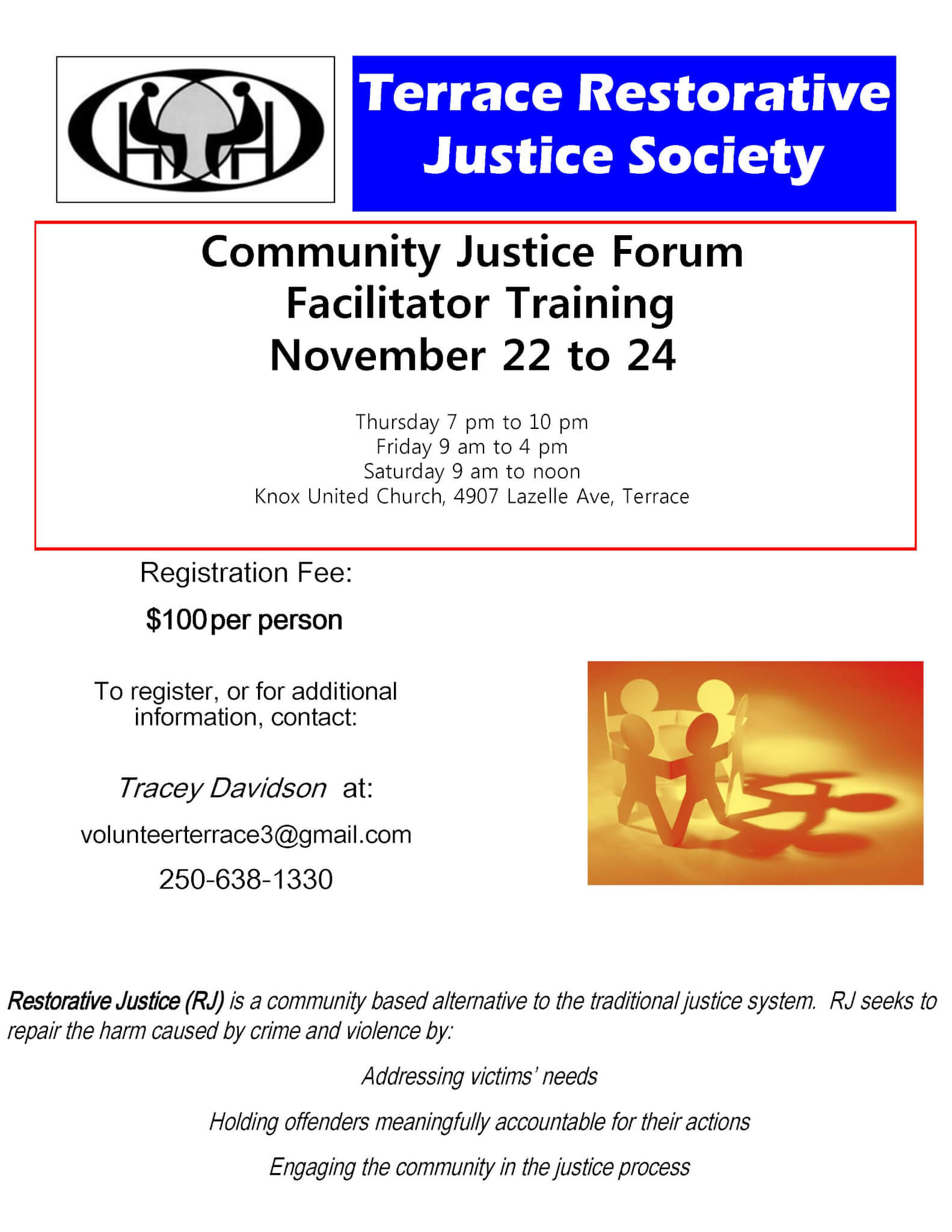 Community Justice Forum Facilitator Training – Nov 22 to 24