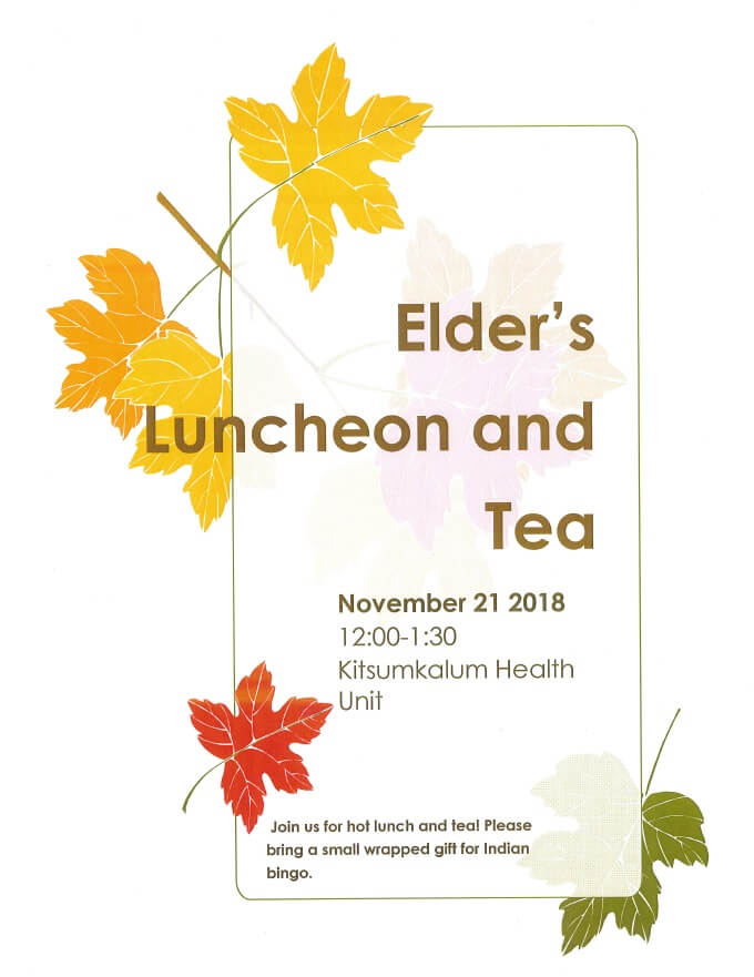 Elders Luncheon and Tea Nov 21