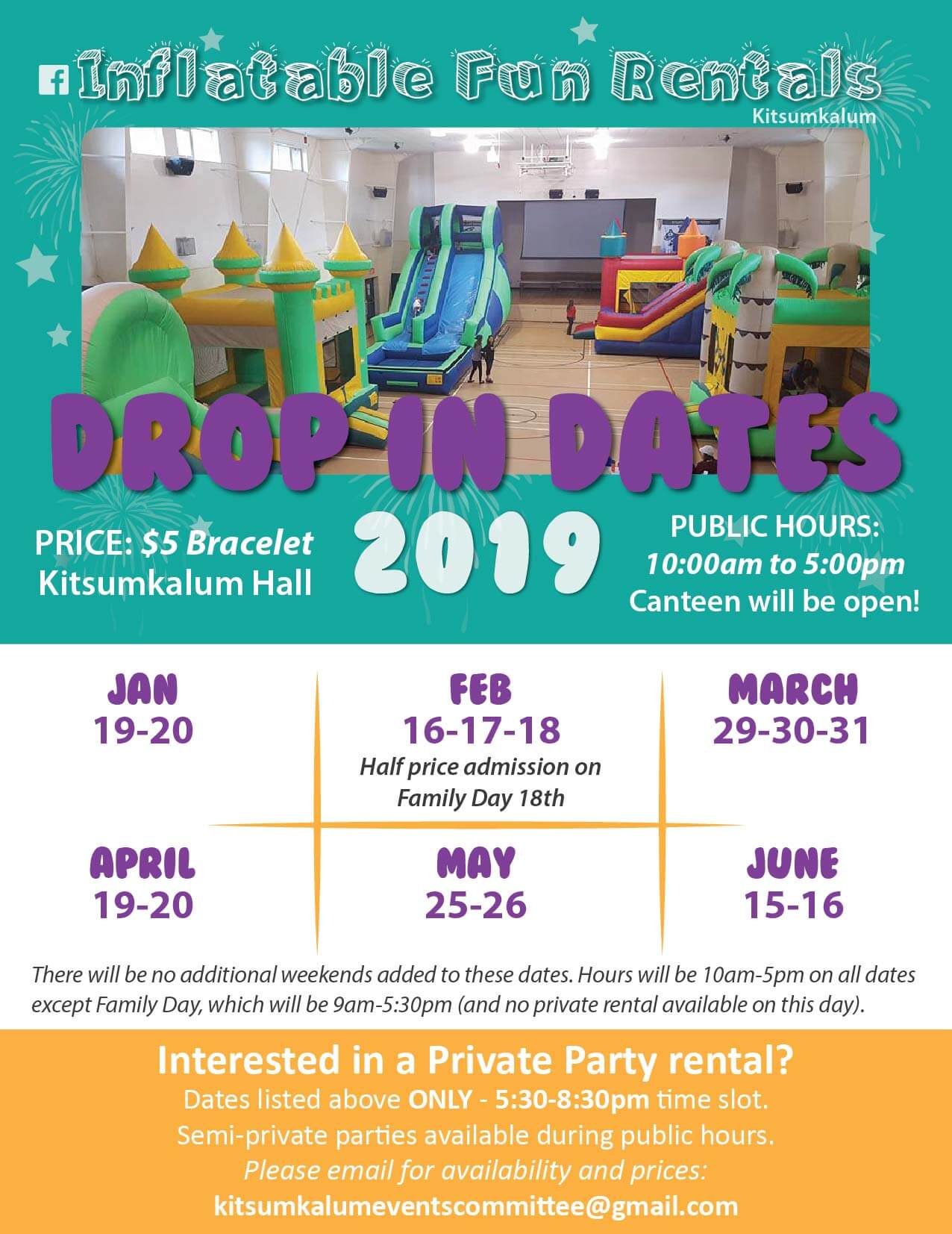 Inflatable Fun Drop-In Dates for 2019