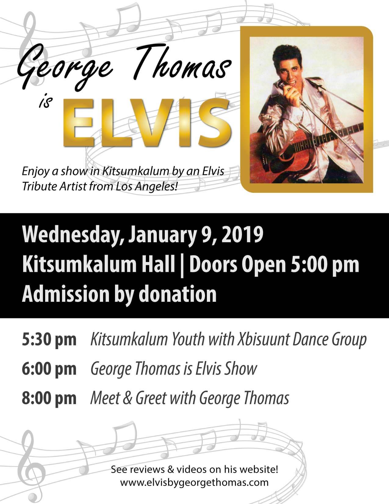 George Thomas is Elvis SHOW Jan 9th