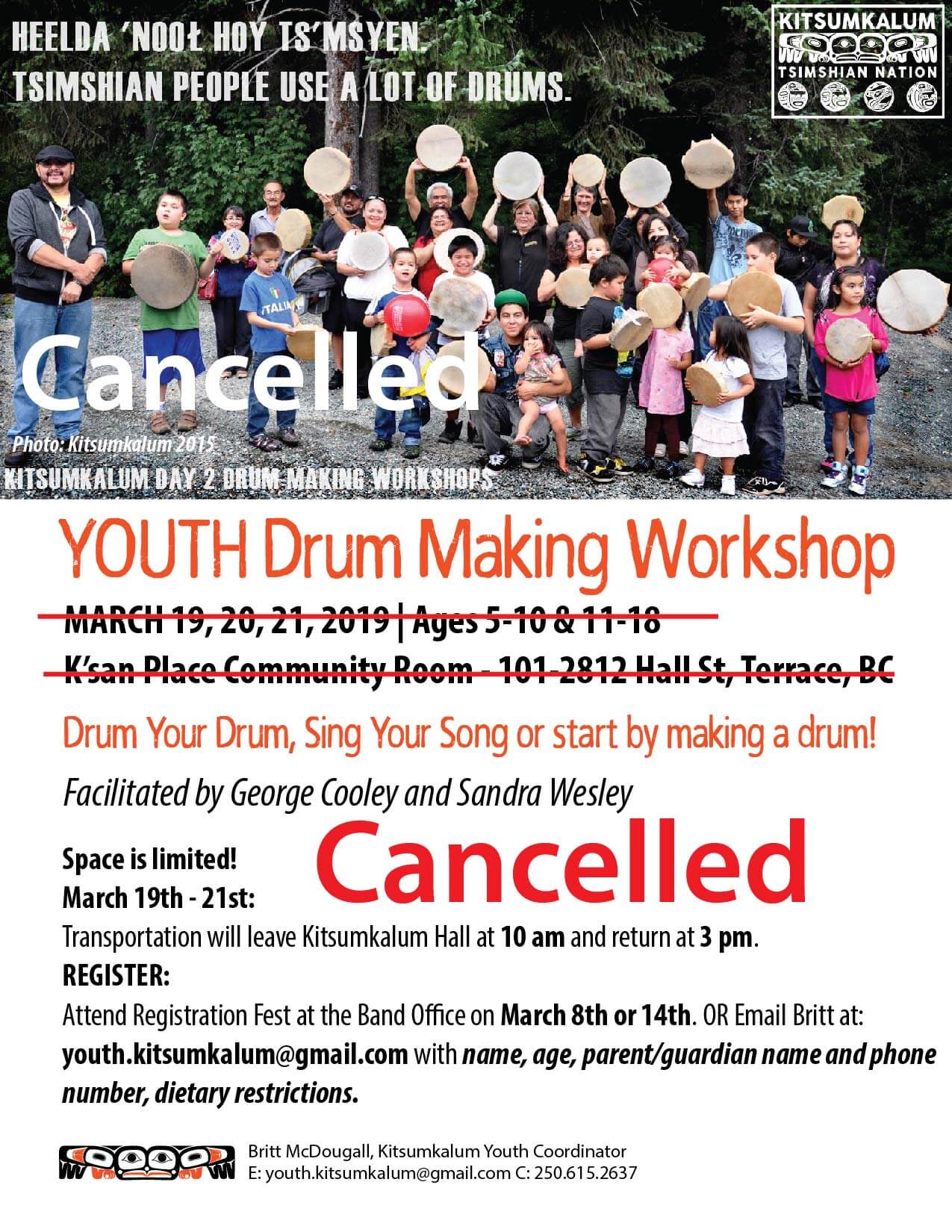 Cancelled – Youth Drum Making March 2019