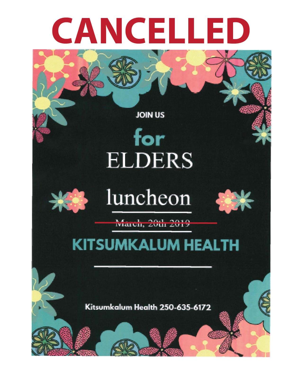 Elders Luncheon Cancelled