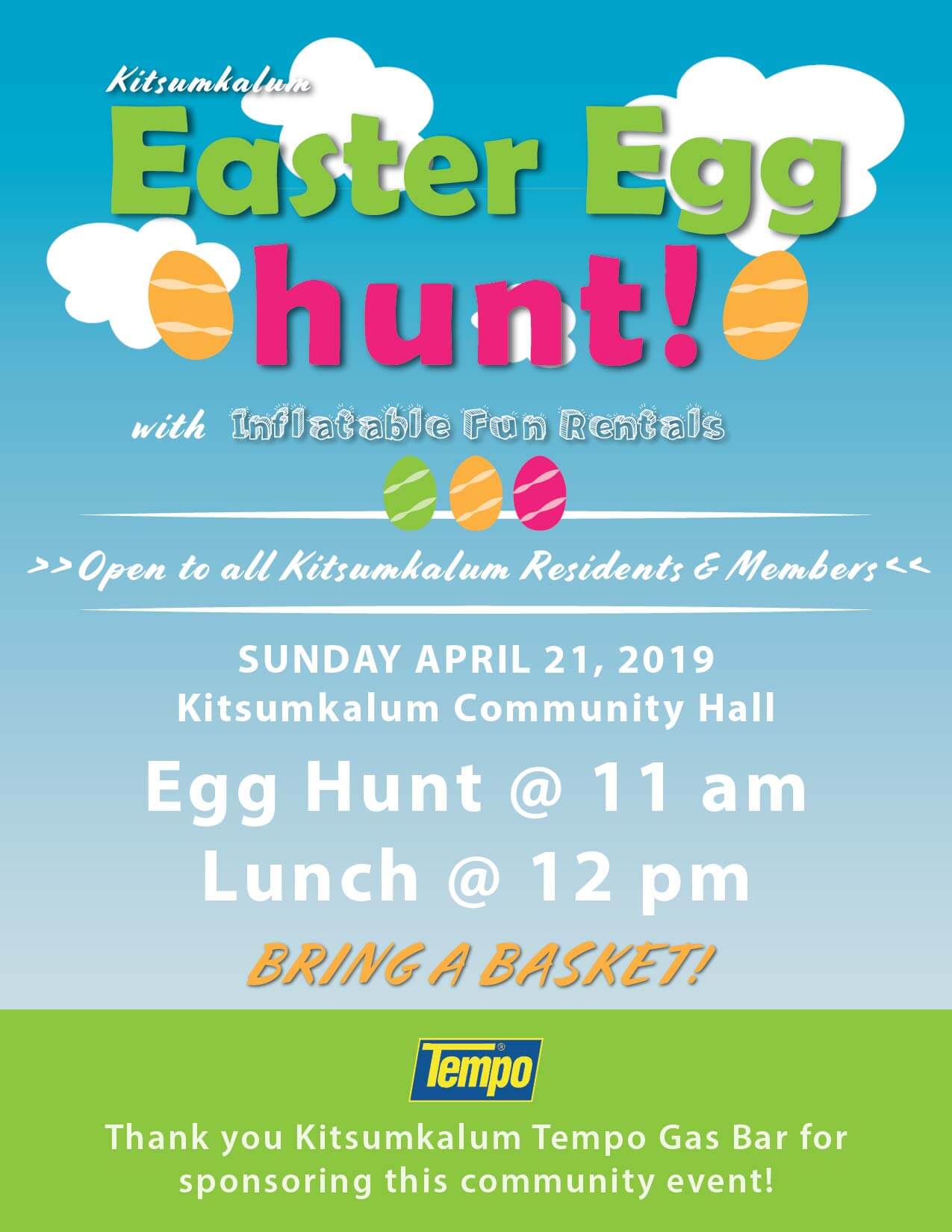 Easter Egg Hunt and Lunch for Kitsumkalum Members and Residents APRIL 21