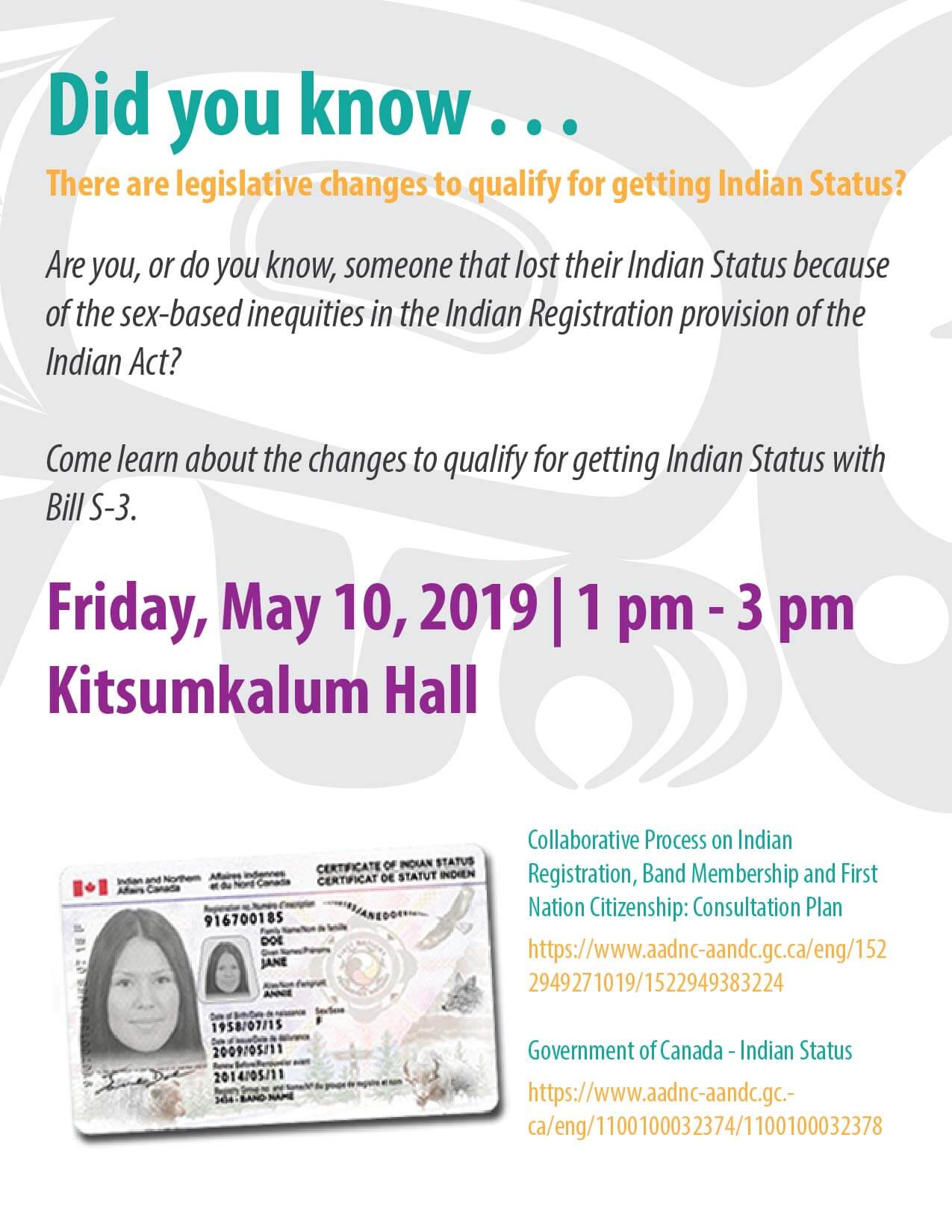 Indian Registration Information Session MAY 10