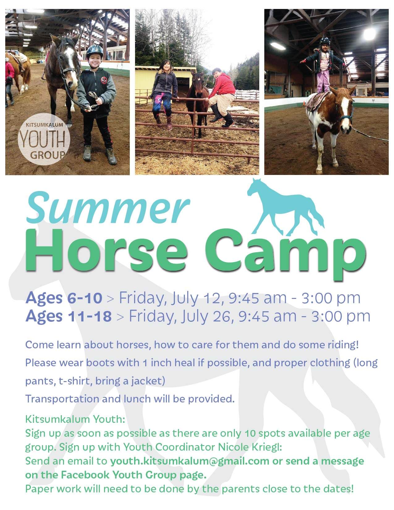 Kitsumkalum Youth Group Summer Horse Camp