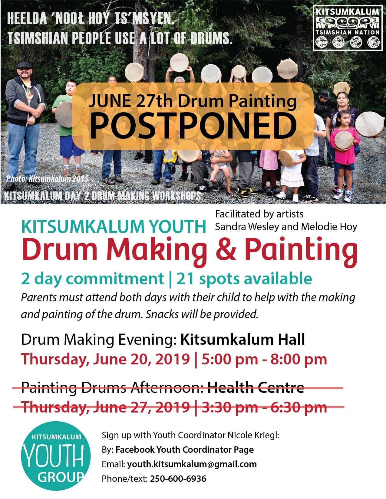 POSTPONED Youth Drum Painting JUNE 27