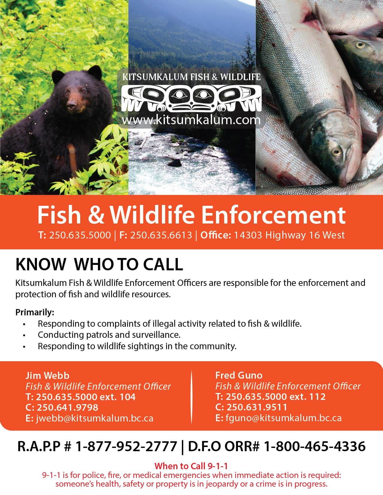 Kitsumkalum Fish & Wildlife Enforcement Contacts
