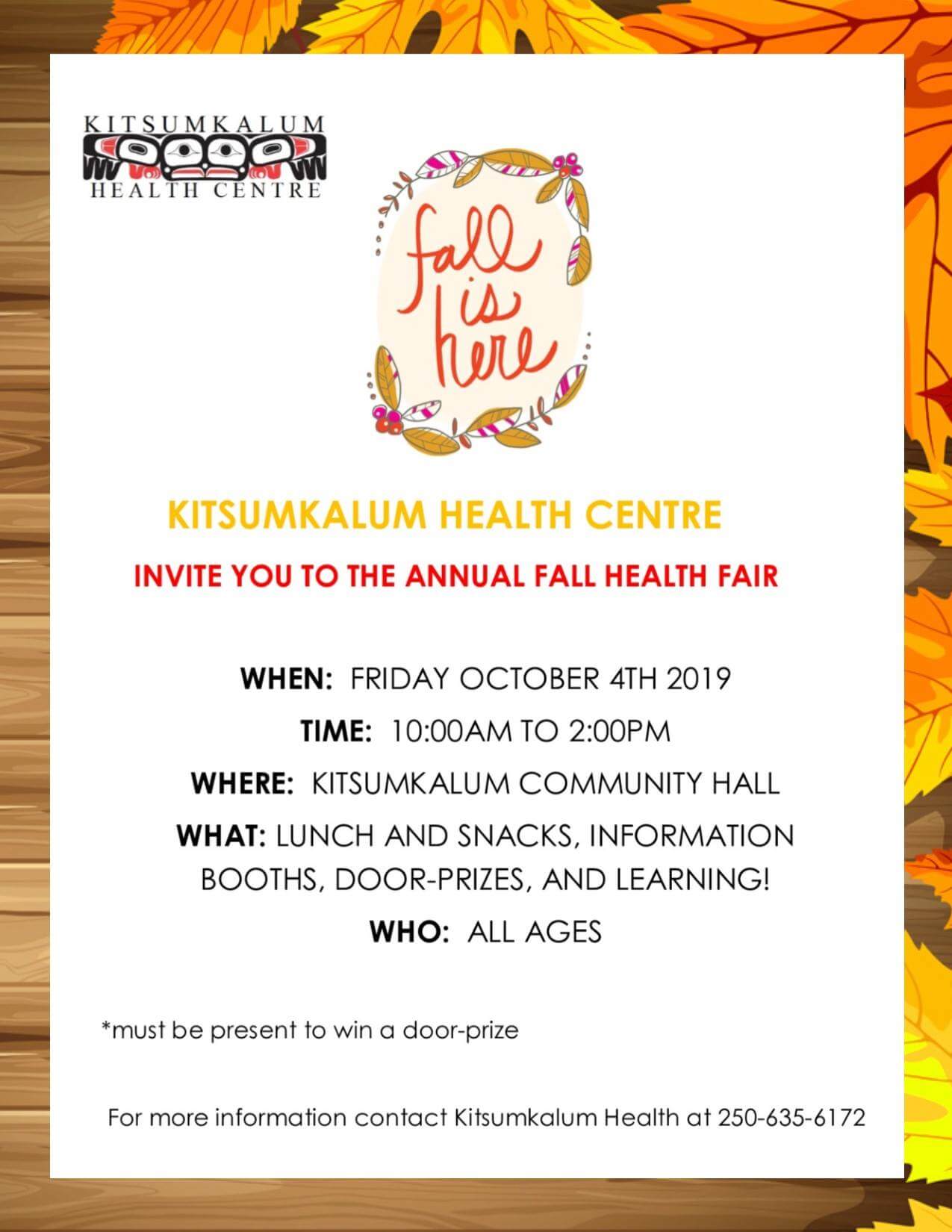 Kitsumkalum Fall Health Fair OCT 4