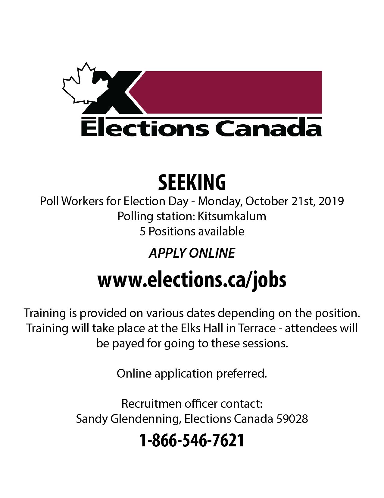 Elections Canada Seeking Poll Workers