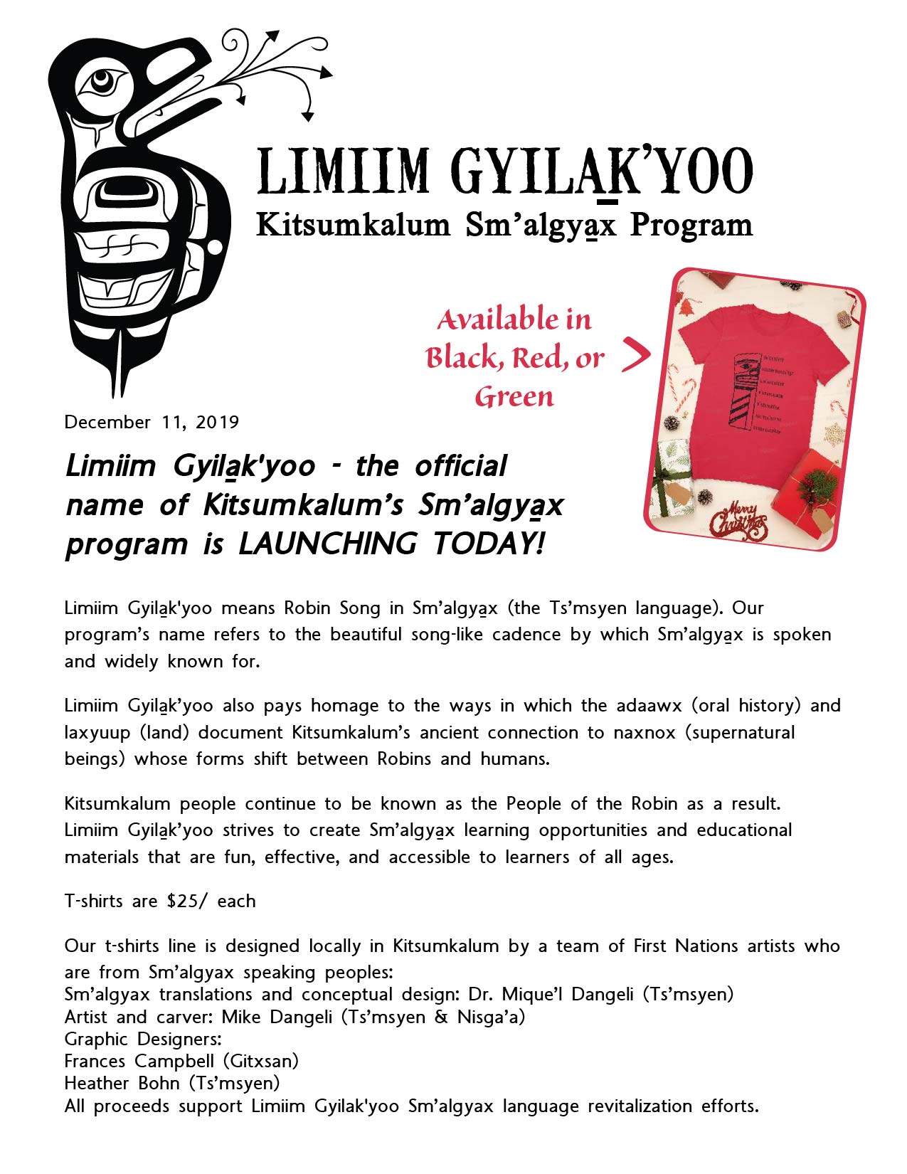 Limiim Gyila̱̱k’yoo – the official name of Kitsumkalum’s Sm’algya̱̱x program is LAUNCHING TODAY!