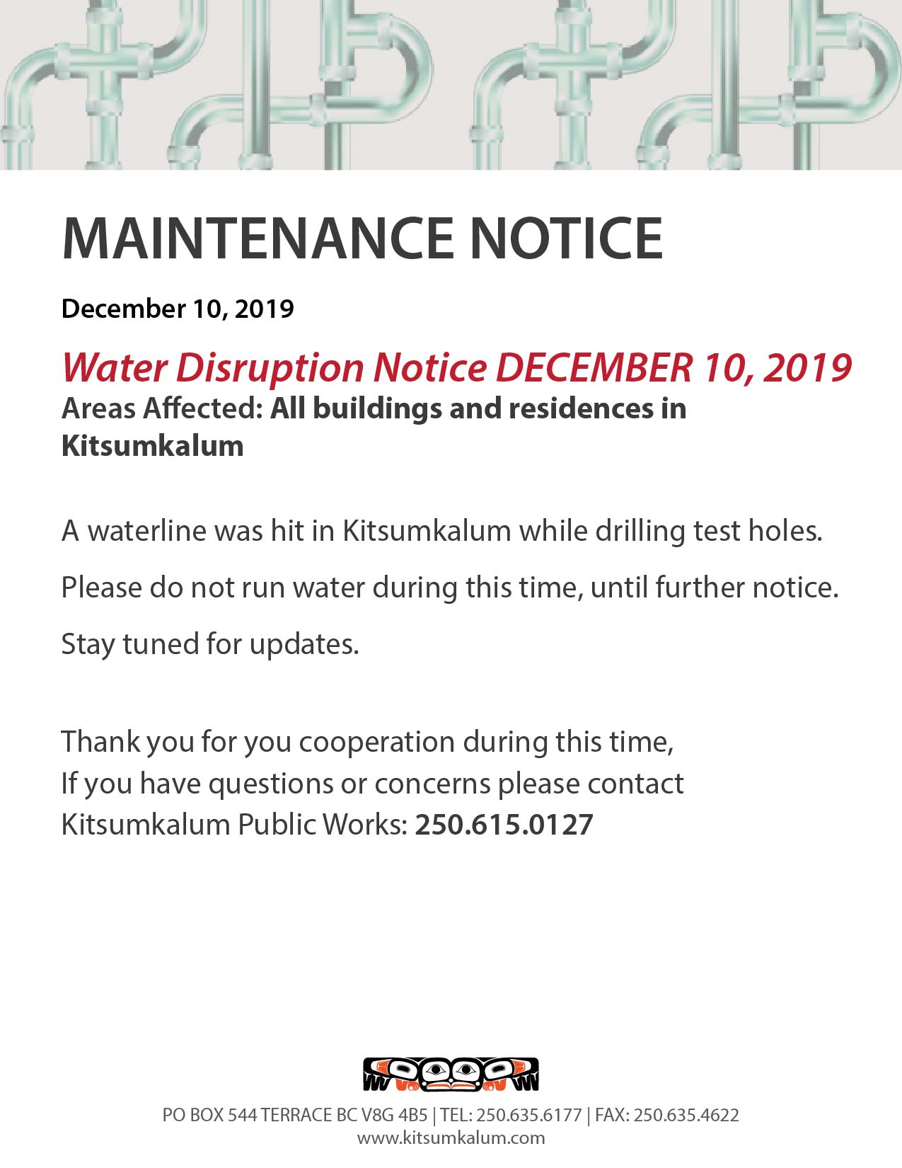 Water disruption today affected area