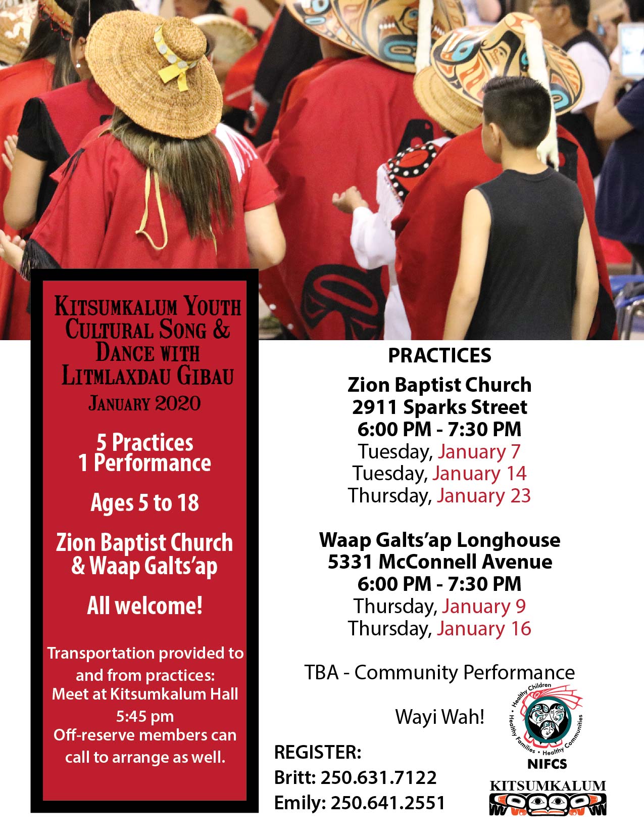 Cultural Song and Dance for Kitsumkalum Youth January 2020