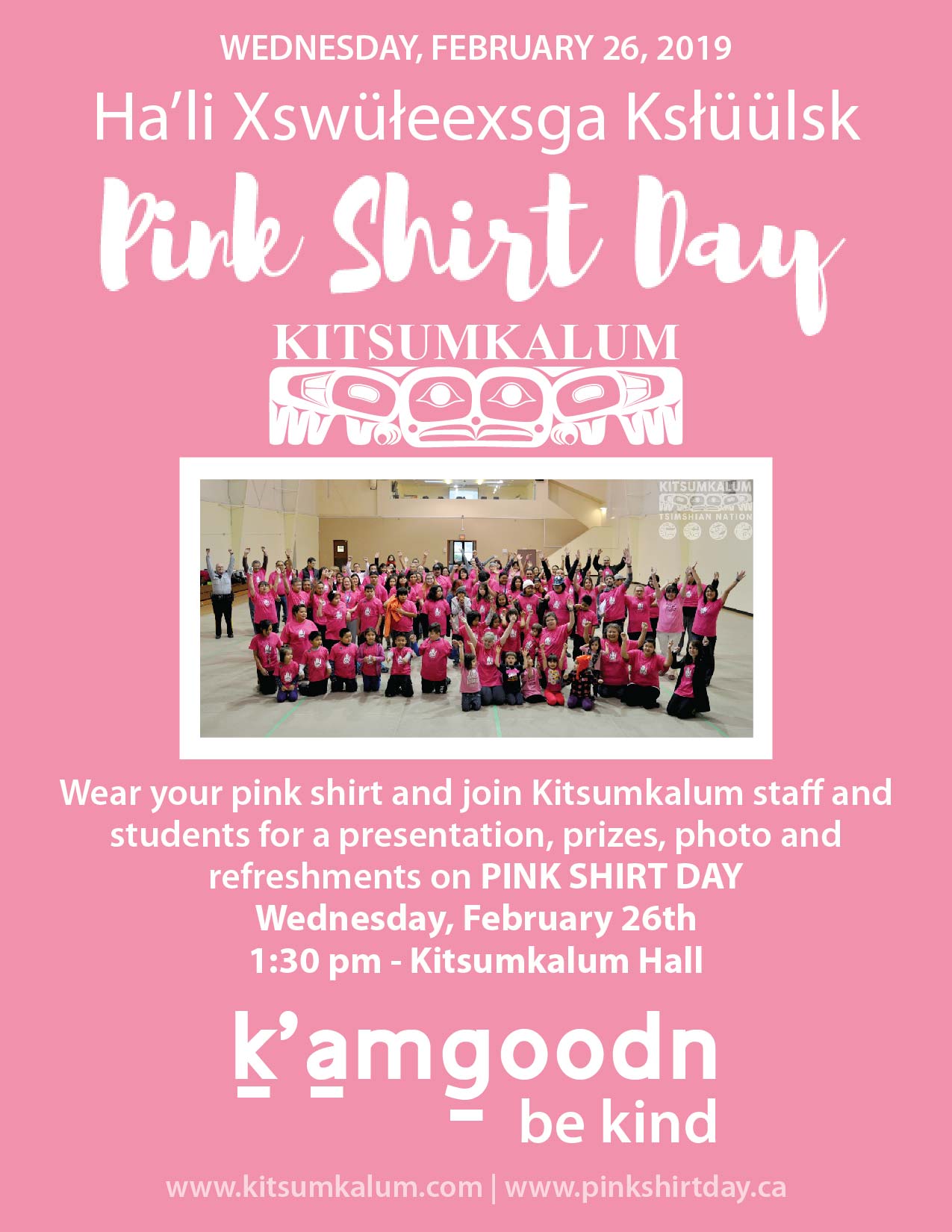 Ha’li Xswüłeexsga Ksłüülsk – Pink Shirt Day FEB 26