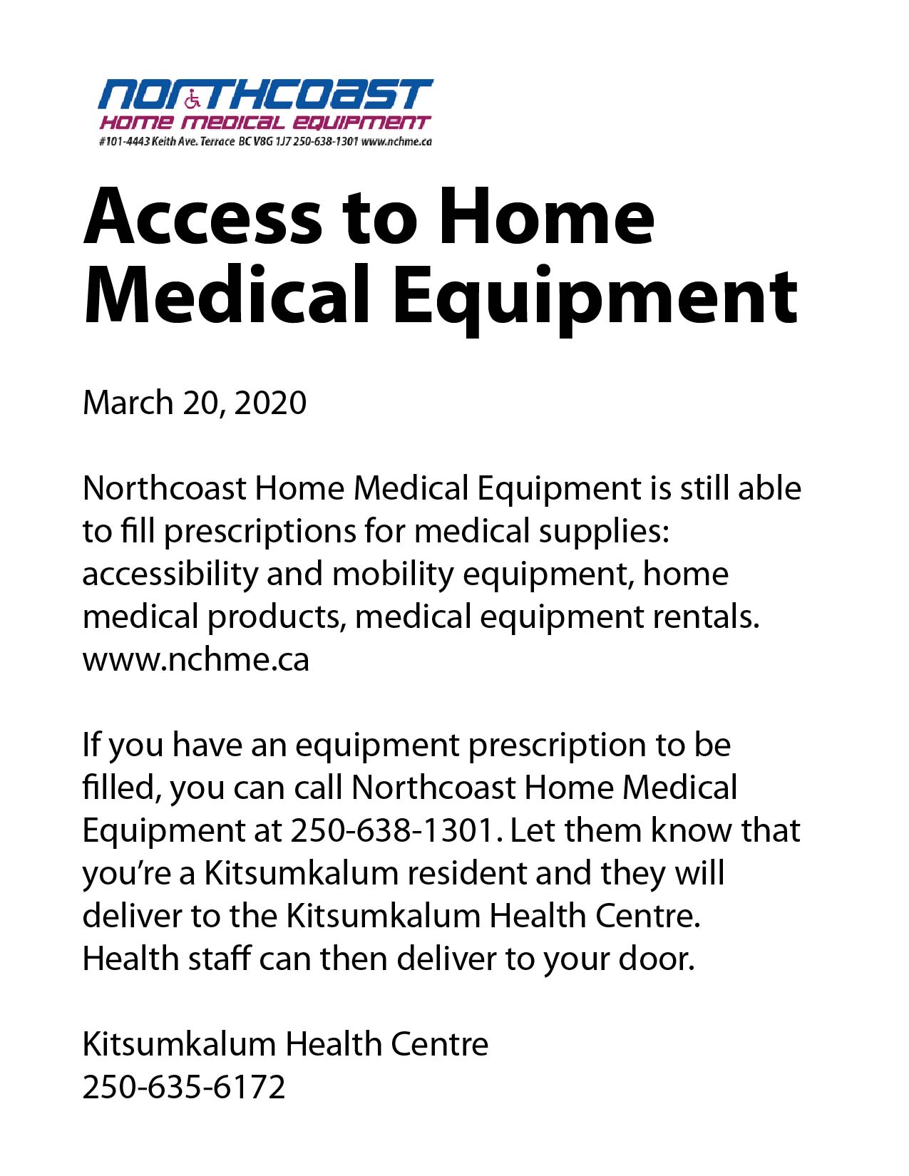 Access to Home Medical Equipment