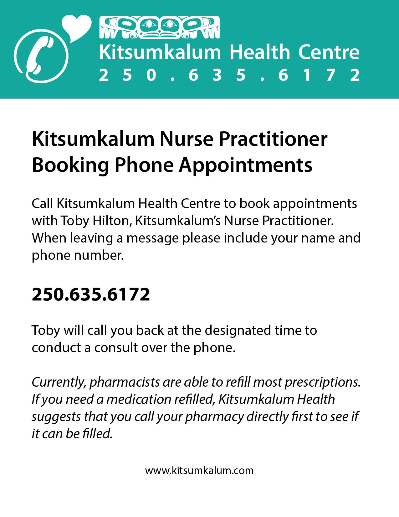 Kitsumkalum Nurse Practitioner Booking Phone Appointments