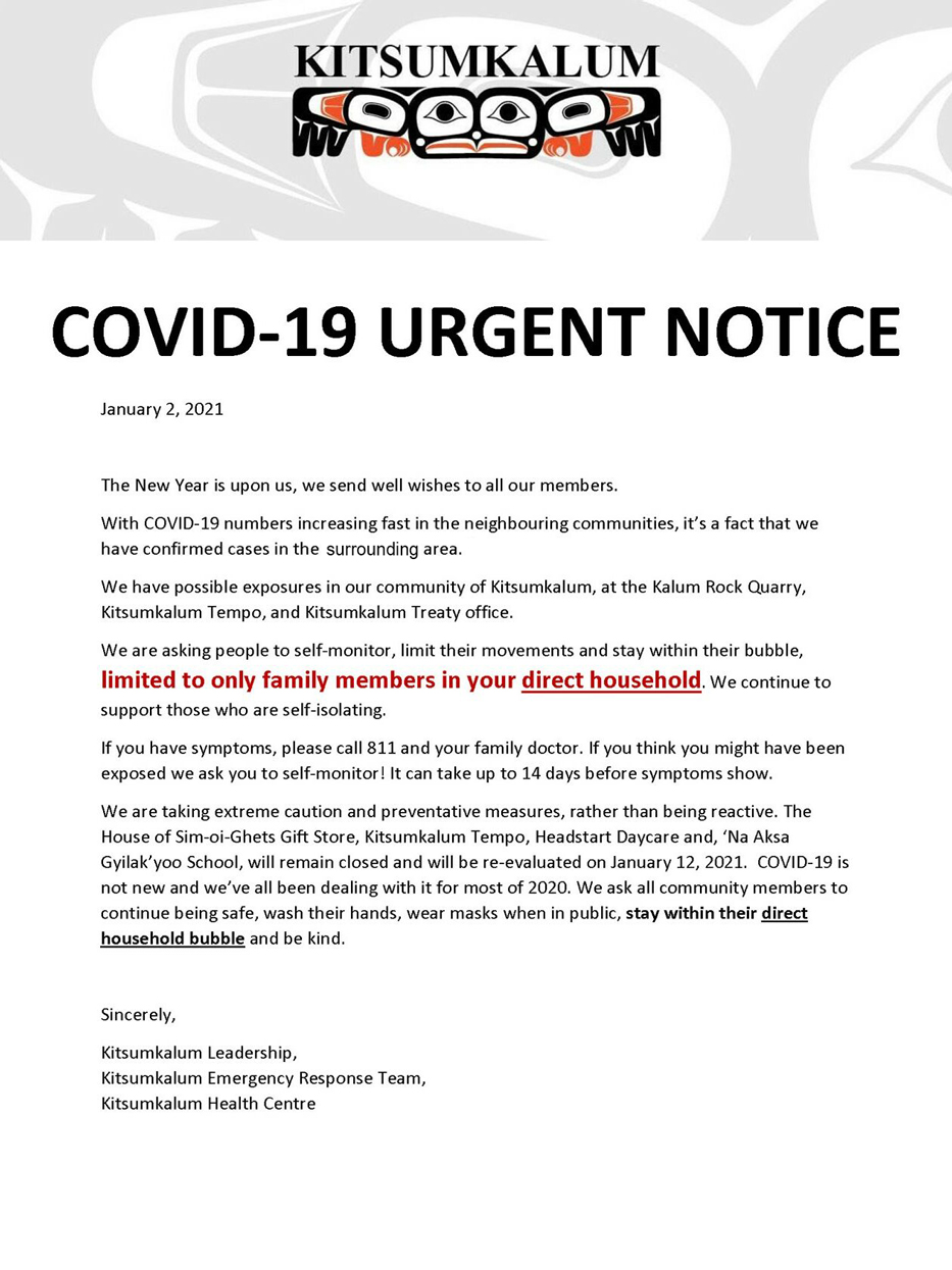COVID-19 URGENT NOTICE